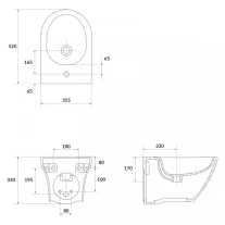 Bideu suspendat, Cersanit, Larga, oval, alb